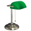 Alera Banker's Lamp, Green Glass Shade, 10.5"w x 11"d x 13"h, Antique Brass ALELMP557AB